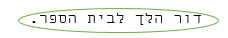 כל המשפט דור הלך לבית הספר מוקף באליפסה