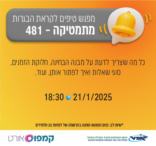 מפגש הכנה לבגרות במתמטיקה 481, התקיים ב-21.1.25