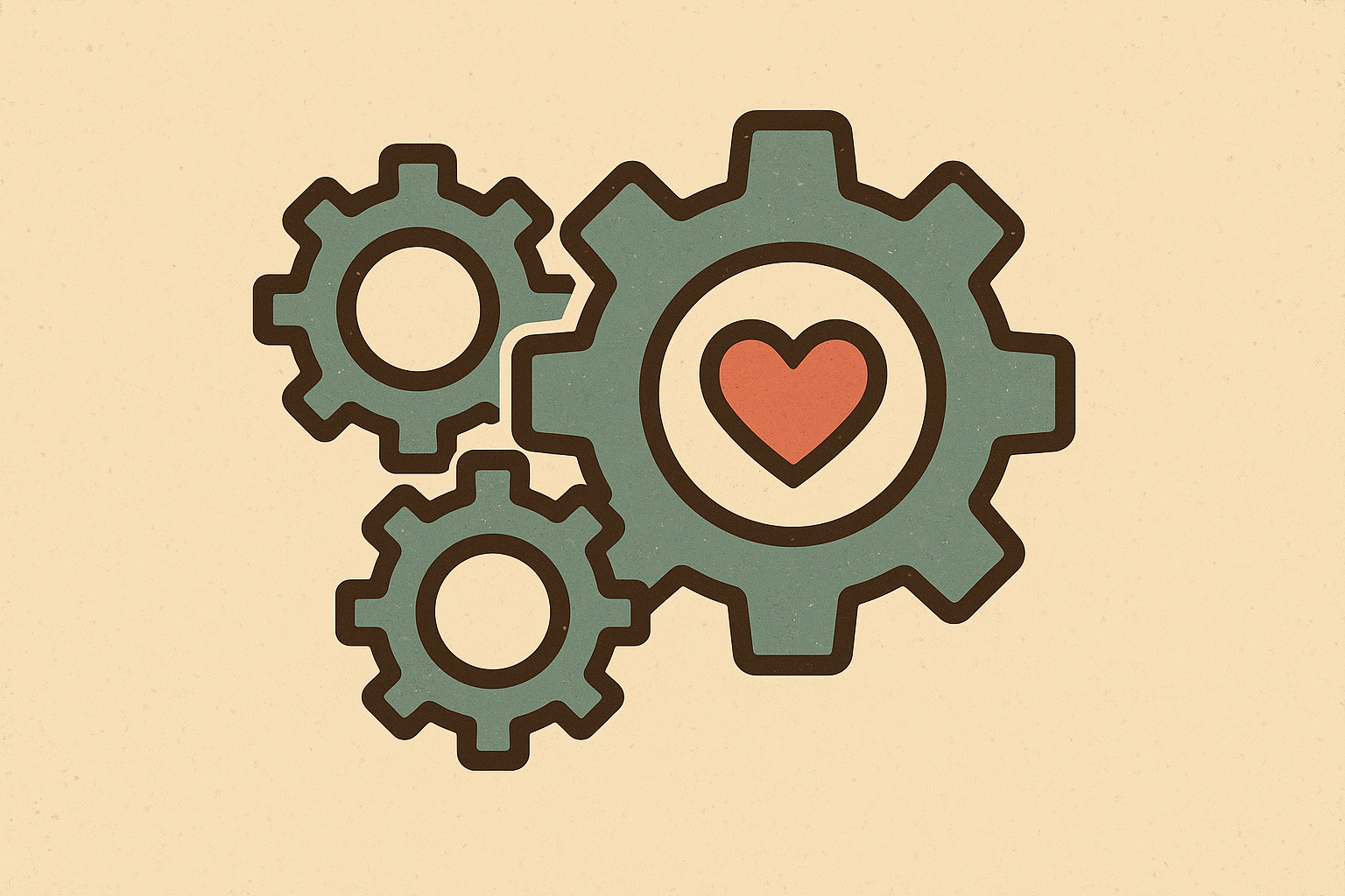 אייקון גלגלי שיניים עם לב